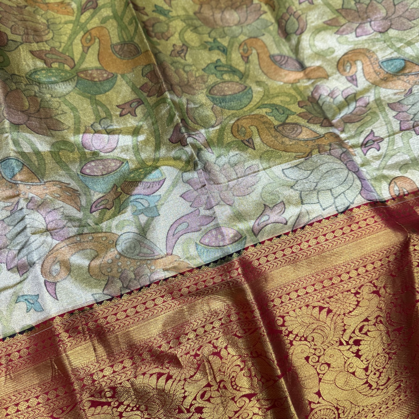 Kalamkari Style Kanjivaram Tissue Saree