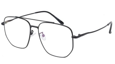 Unisex Large Pentagon Spectacles Frames. Black Color Metal Frame