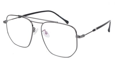 Unisex Large Pentagon Spectacle Frame. Grey Color Frame