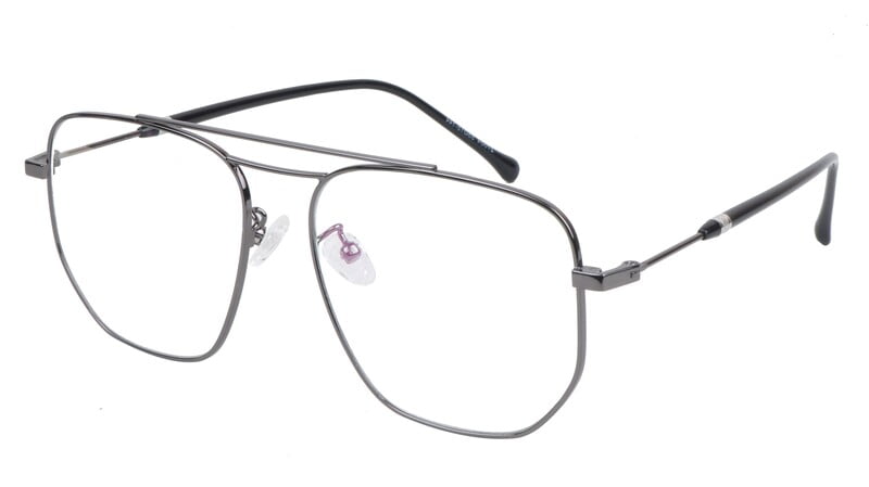 Unisex Large Pentagon Spectacle Frame. Grey Color Frame