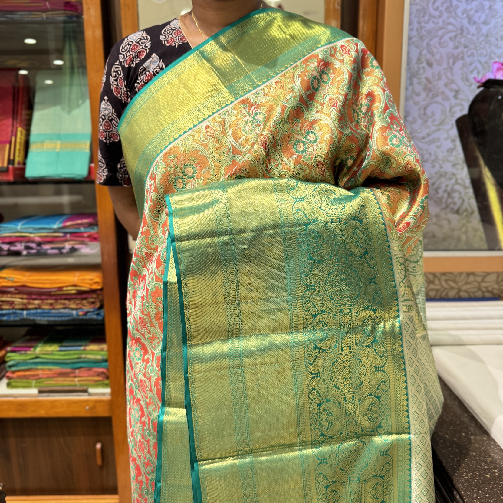 Orange Kanjivaram Tissue