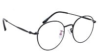 Unisex Medium Round Spectacle Frame. Black Metal Frame