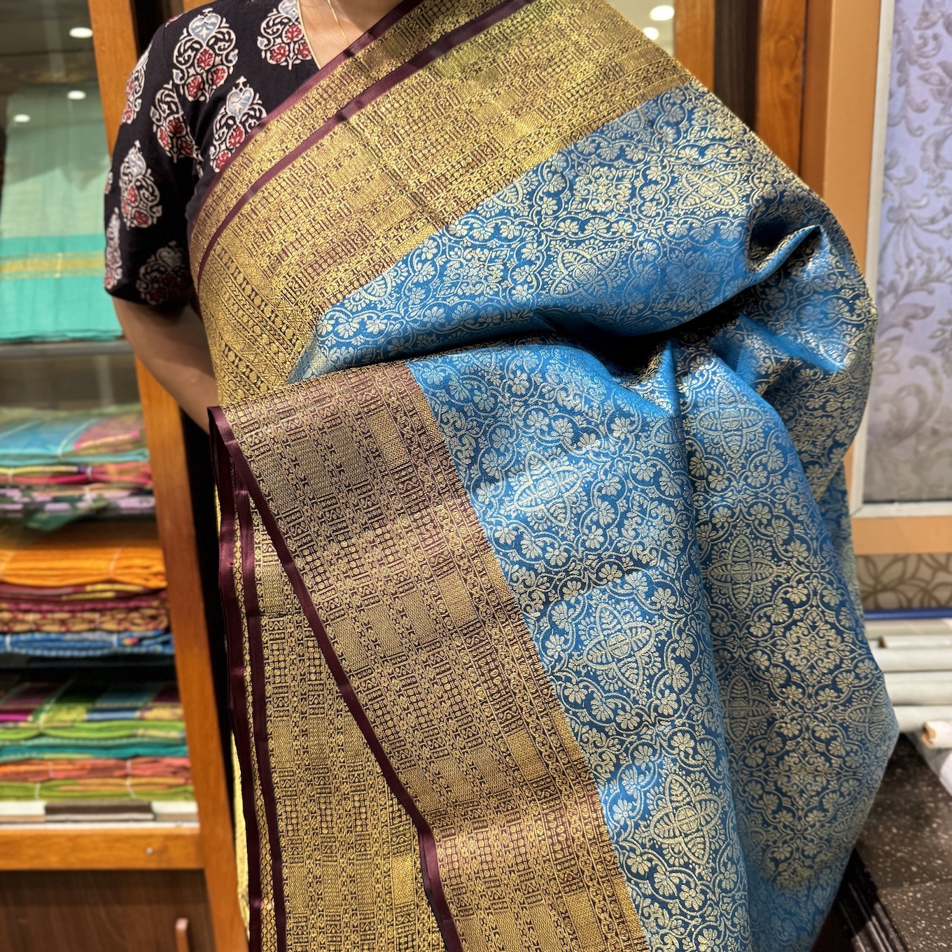 Elm Blue Soft Silk Saree