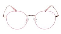 Female Round Medium Spectacle Frame. Rose Gold & Pink Frame