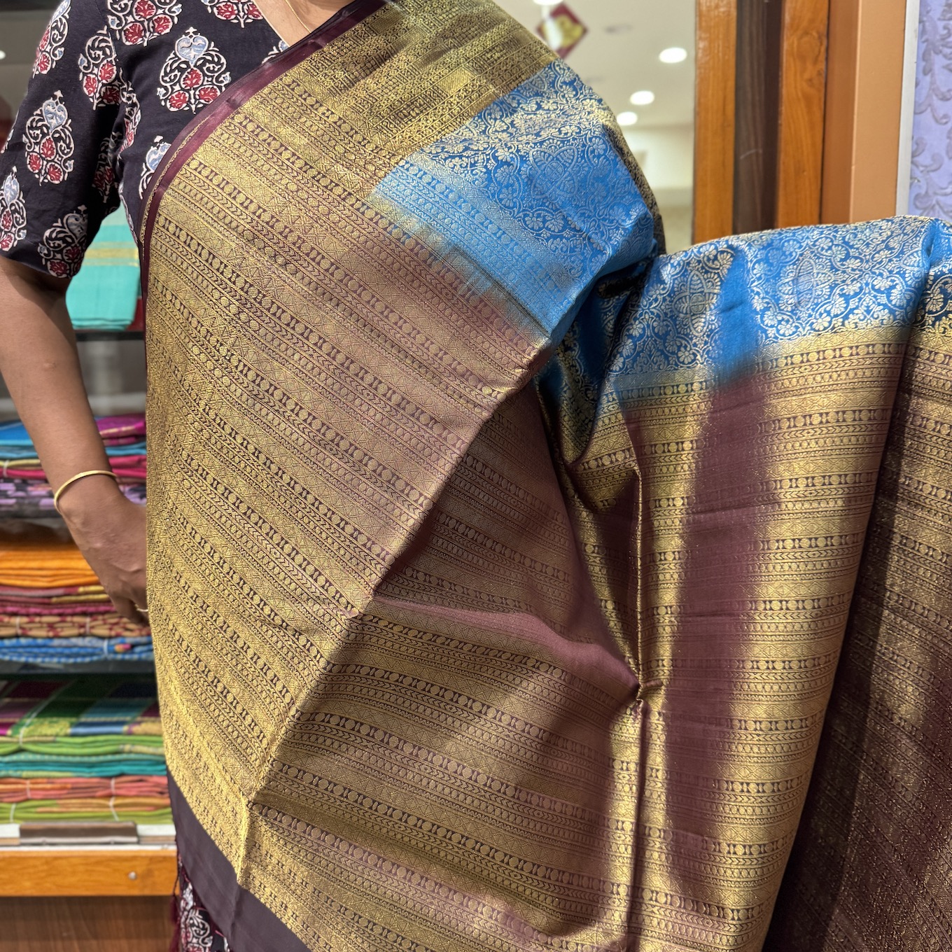 Elm Blue Soft Silk Saree