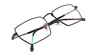 Unisex Large Rectangular Spectacle Frame. Black Metal Frame