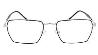 Unisex Large Rectangular Spectacle Frame. Black & Silver Metal Frame