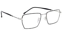Unisex Large Rectangular Spectacle Frame. Black & Silver Metal Frame