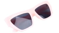 Female Large Rectangular Sunglasses. Light Pink Color Frame.