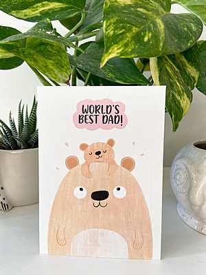 World's Best Dad! Bear Card I Perfect Father's Day Gift for Dad