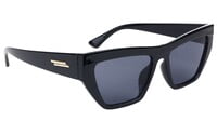 Female Large Rectangular Sunglasses. Glossy Black Color Frame.