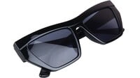 Female Large Rectangular Sunglasses. Glossy Black Color Frame.