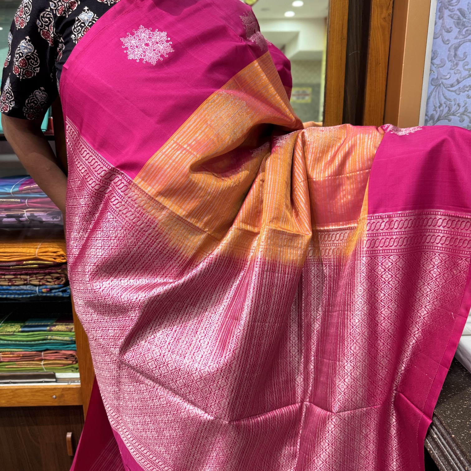 Crush Orange Soft Silk Saree