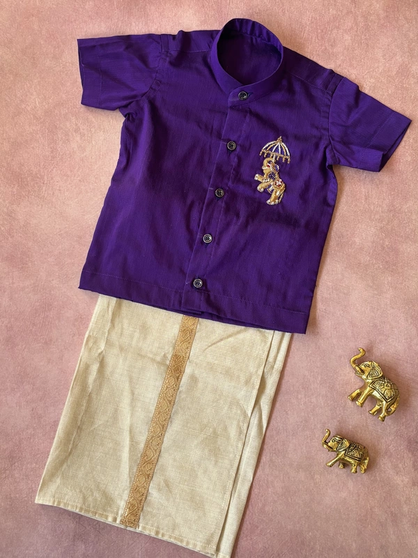 kids Elephant Embroidery Shirt