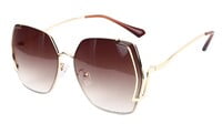 Female Oversized Sunglasses. Golden Frame. Gradient Brown Color Lens. Female Oversized Sunglasses. Golden Frame. Gradient Brown Color Lens.