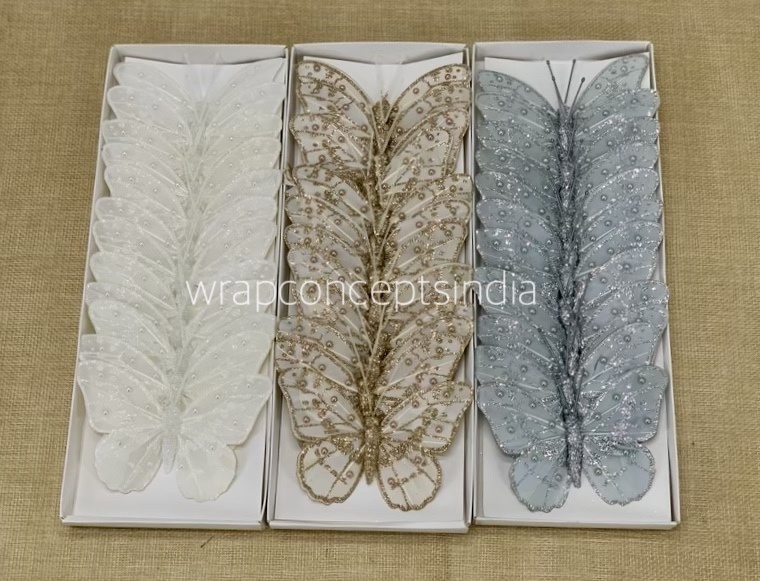 Glitter Butterfly - White/Silver/Gold