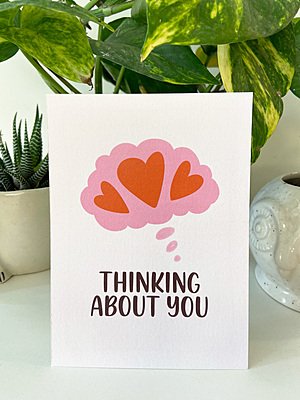 Thinking About You Card I Cute heart illustrations