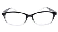 Unisex Rectangular Spectacle Frame. Glossy Black & Transparent Frame.