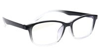 Unisex Rectangular Spectacle Frame. Glossy Black & Transparent Frame.