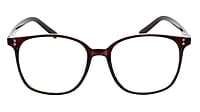Soigné Unisex Oversized Square Spectacle Frame. Brown withWith Black Transparent