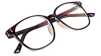Soigné Unisex Oversized Square Spectacle Frame. Brown withWith Black Transparent