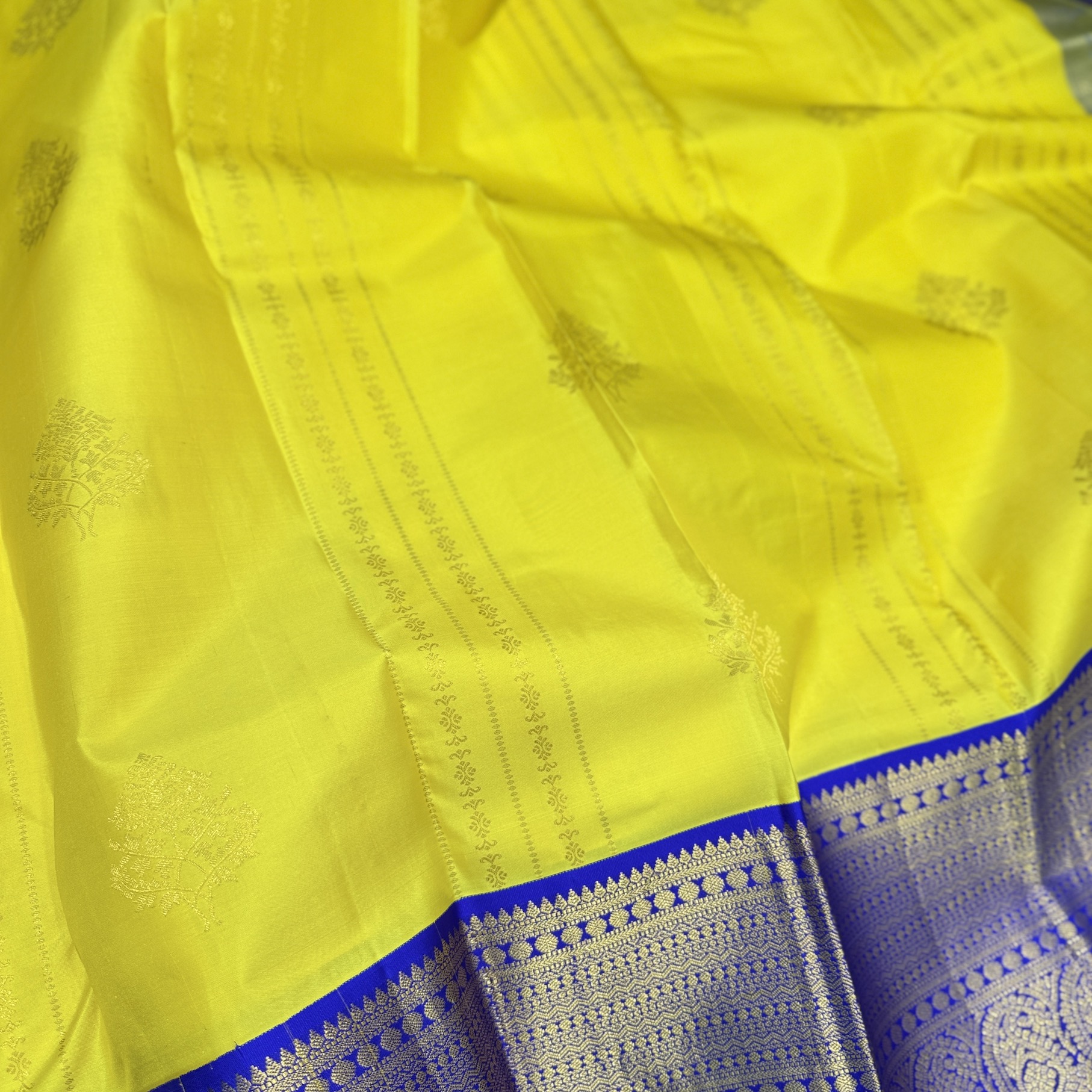 Lemon Yellow Kanchipuram Silk Saree