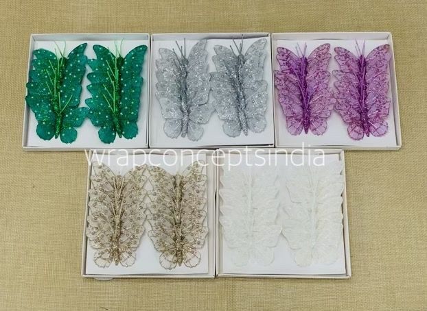 Glitter Butterfly - White/Pink/Emerald/Gold/Silver