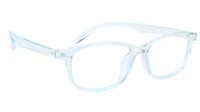 Unisex Rectangular Spectacle Frame. See Through Light Blue Color Frame.