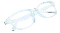 Unisex Rectangular Spectacle Frame. See Through Light Blue Color Frame.