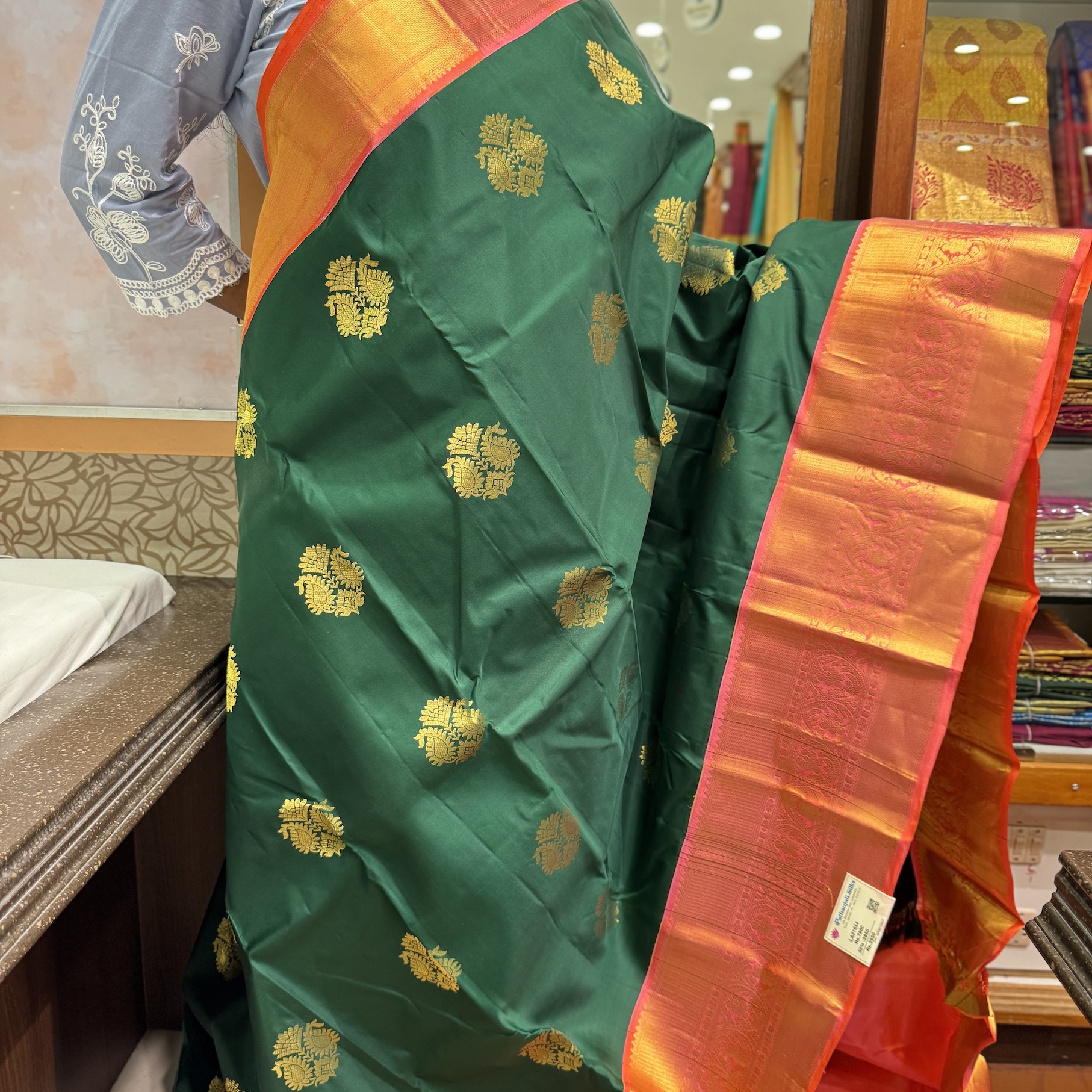 Leaf Green Kanchipuram Silk Saree