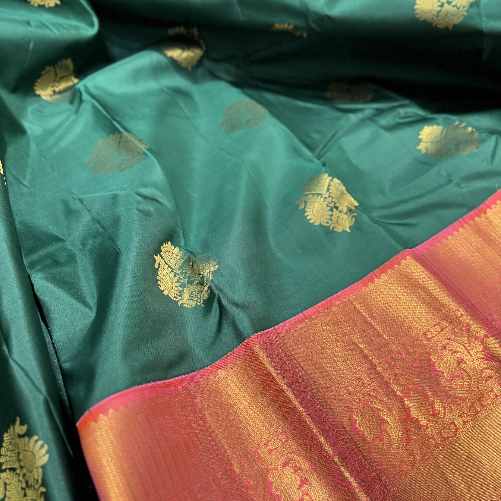 Leaf Green Kanchipuram Silk Saree