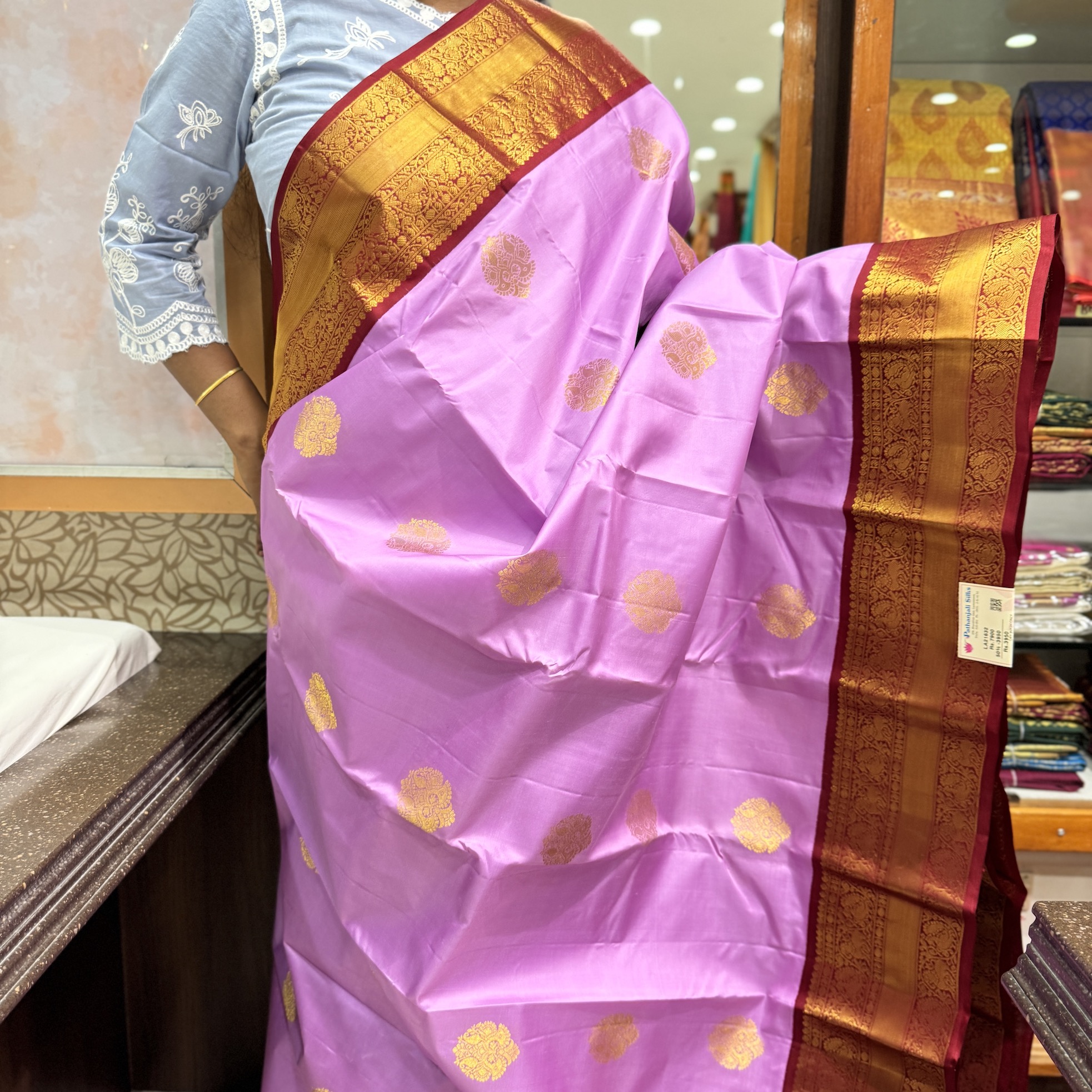 Candy Pink Kanchipuram Silk Saree
