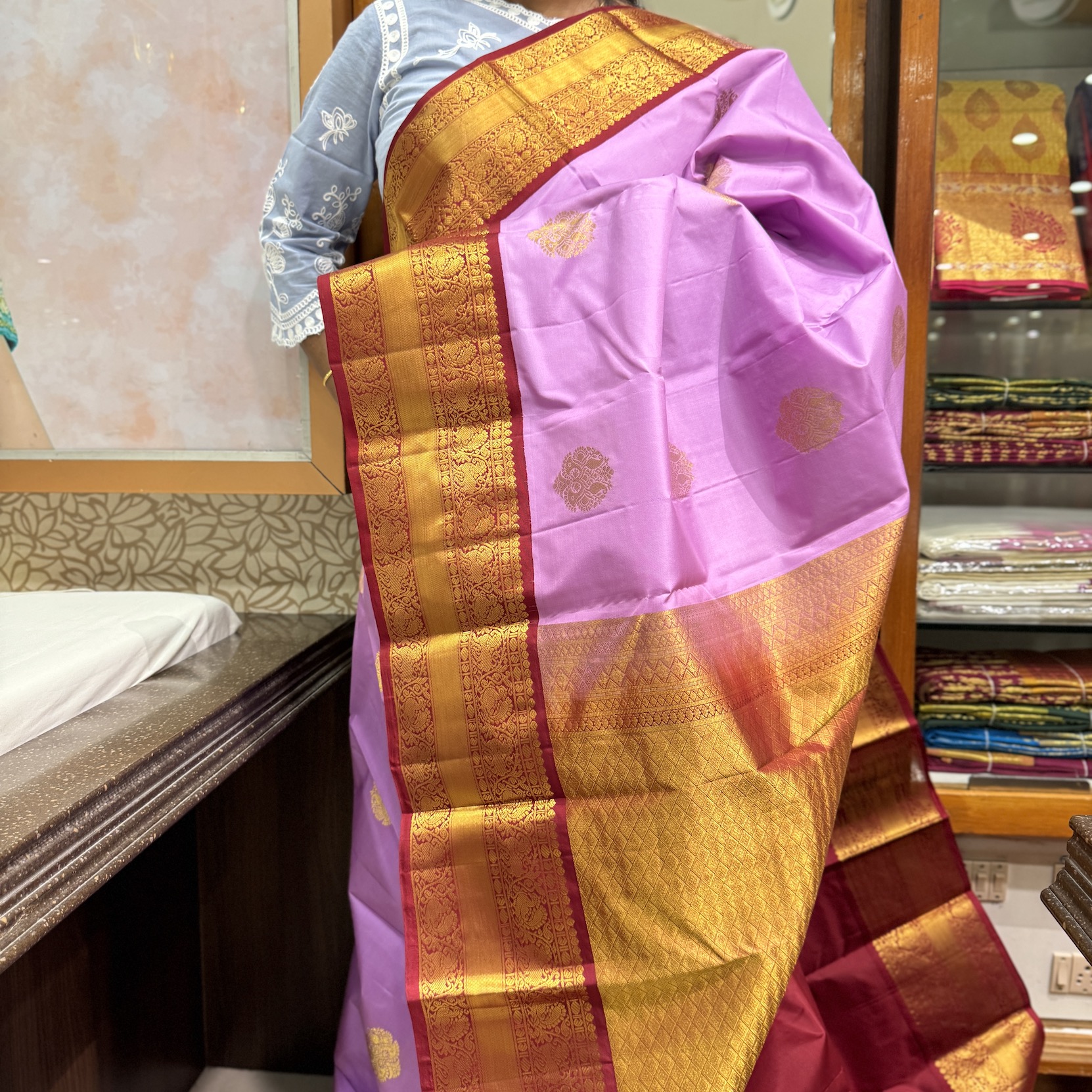 Candy Pink Kanchipuram Silk Saree