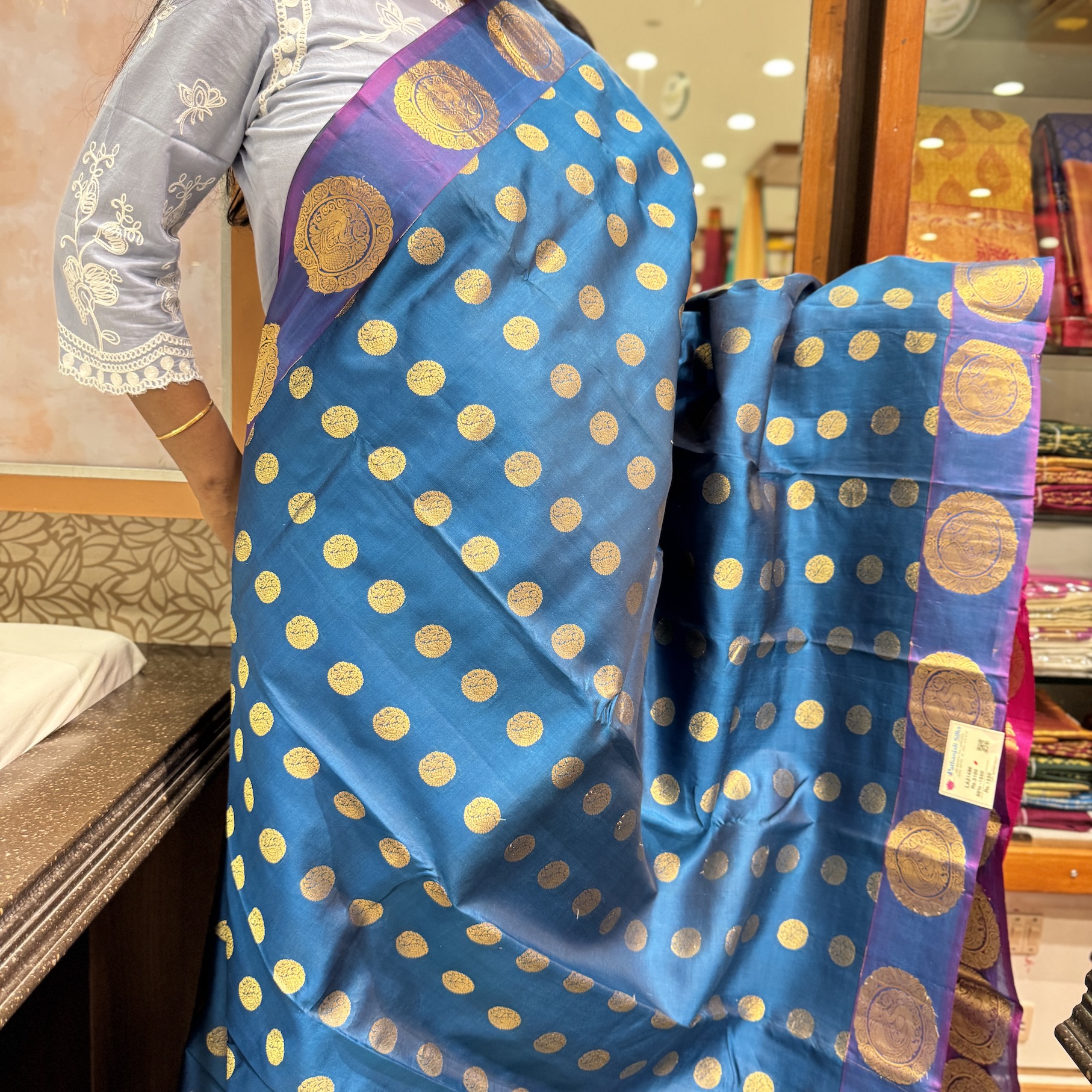 Ashberry Blue Kanchipuram Silk Saree