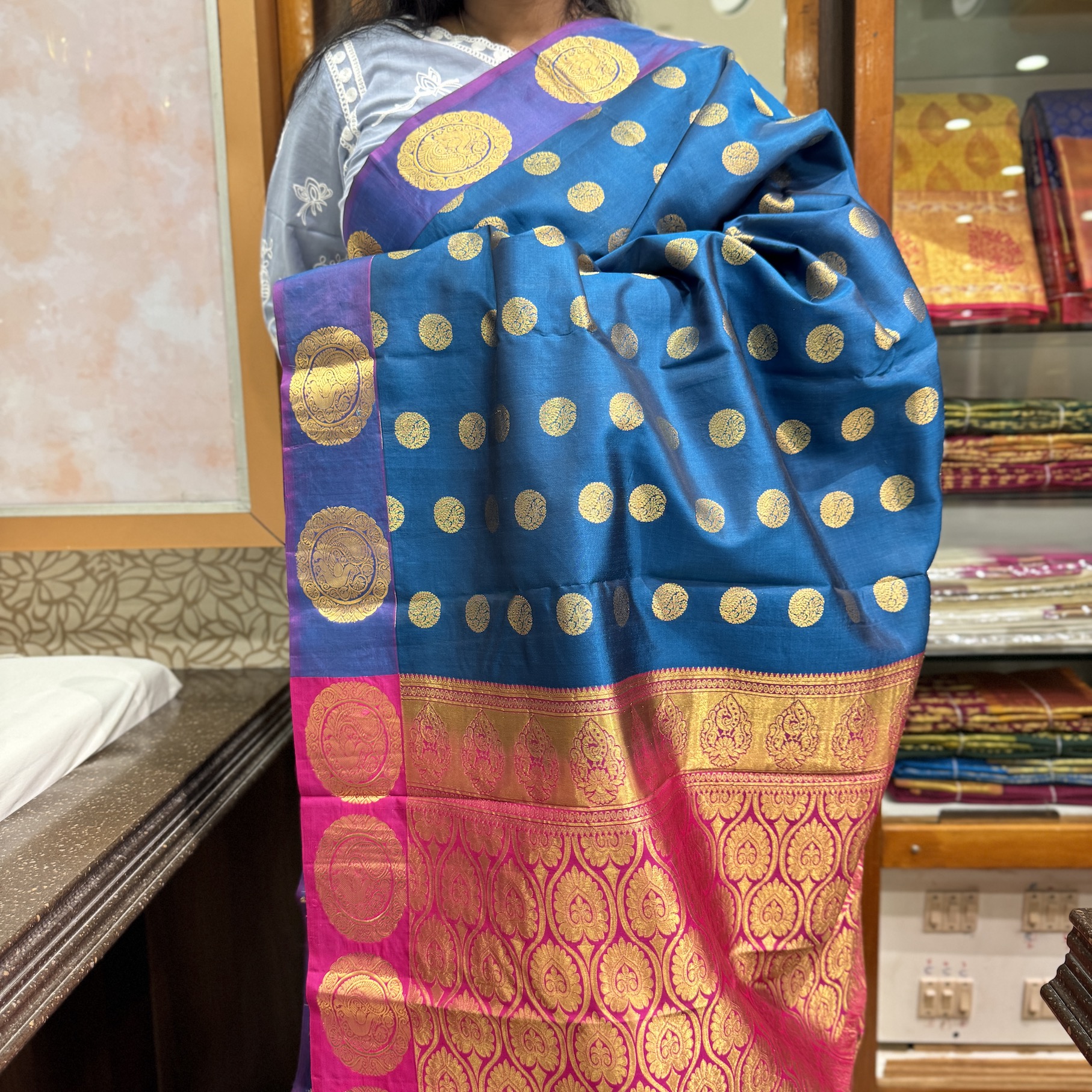 Ashberry Blue Kanchipuram Silk Saree