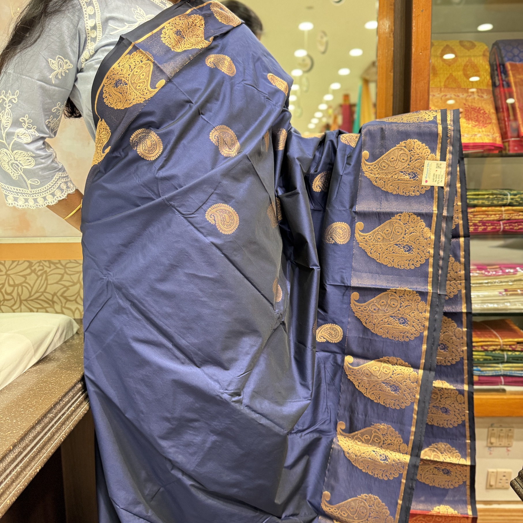 Platinum Blue Kanchipuram Silk Saree