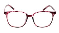Unisex Oversized Square Spectacle Frame. Red & Transparent Frame.