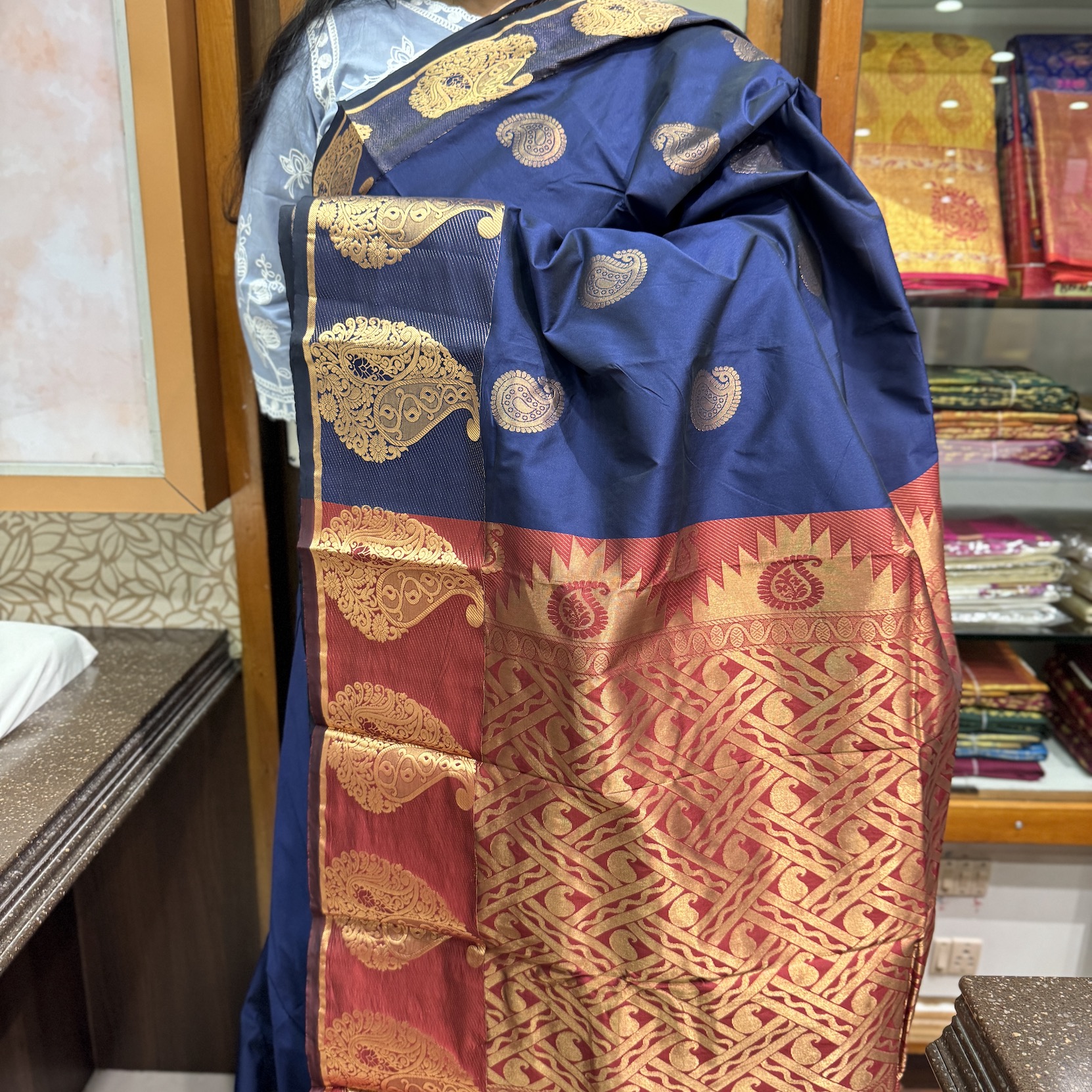 Platinum Blue Kanchipuram Silk Saree