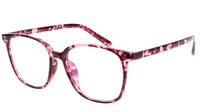 Unisex Oversized Square Spectacle Frame. Red & Transparent Frame.