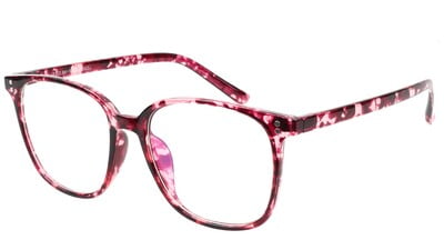 Unisex Oversized Square Spectacle Frame. Red & Transparent Frame.