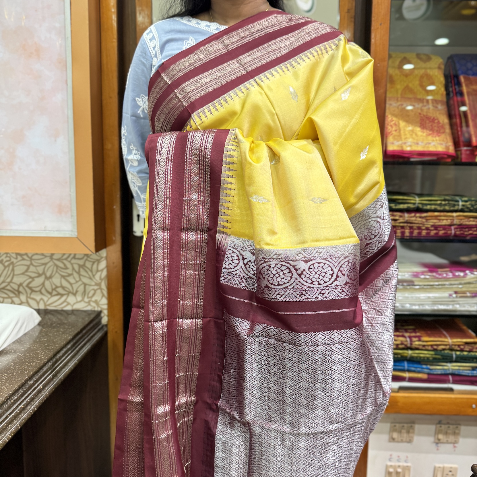 Marigold Yellow Silk Saree