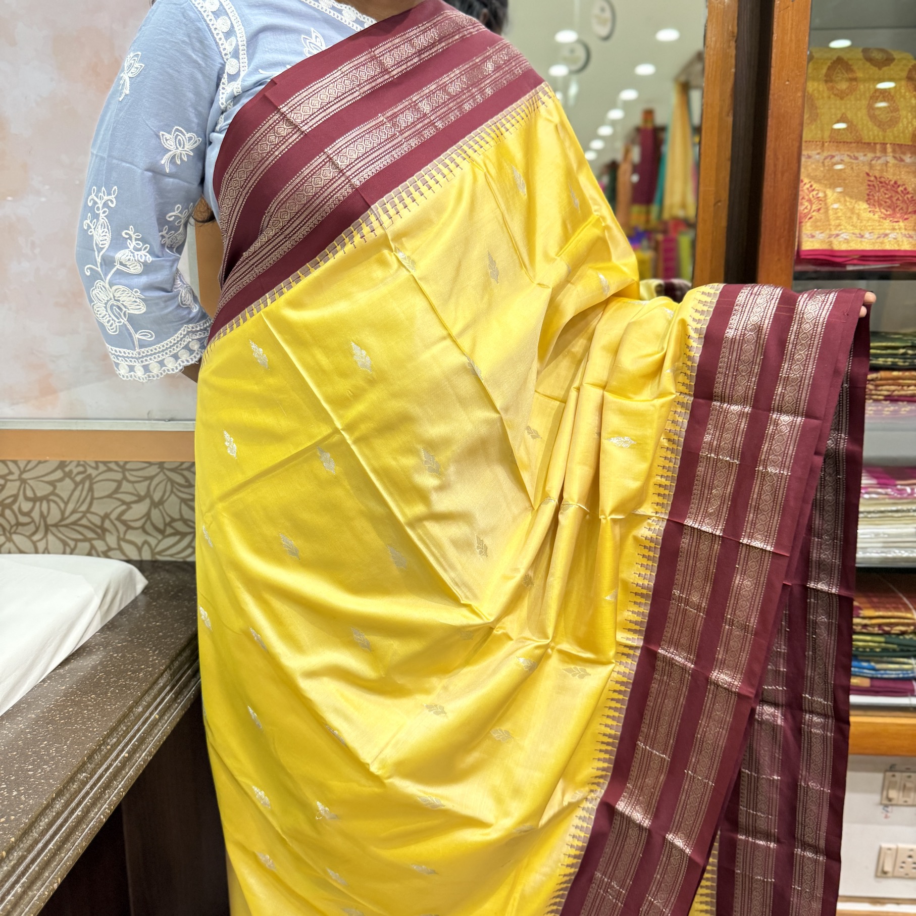 Marigold Yellow Silk Saree