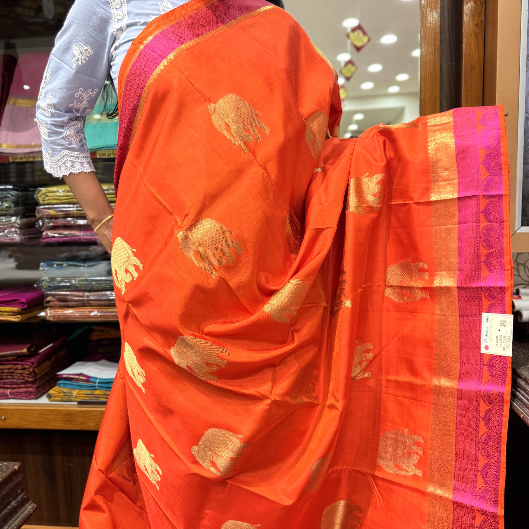 Sahara Orange Kanchipuram Silk Saree