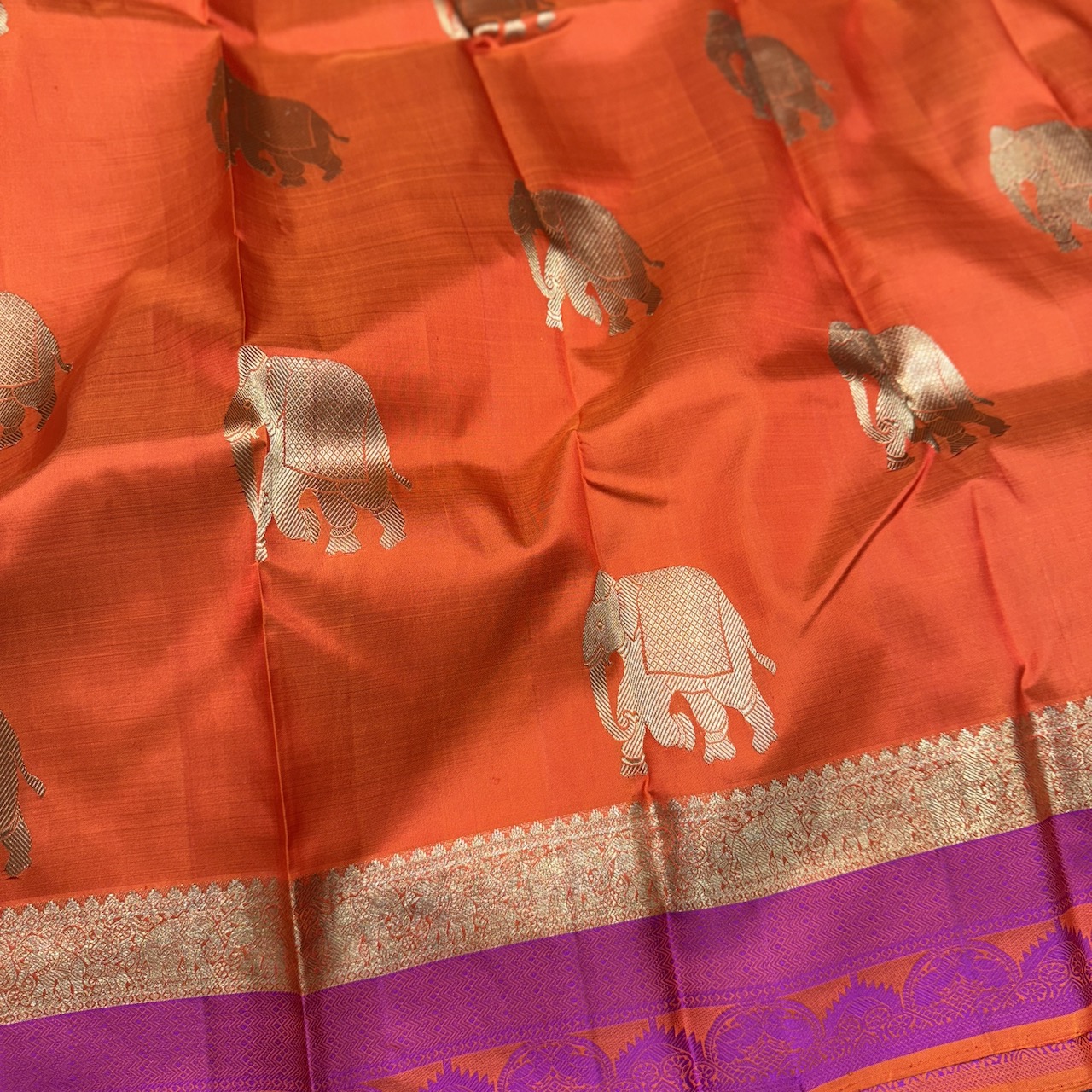 Sahara Orange Kanchipuram Silk Saree
