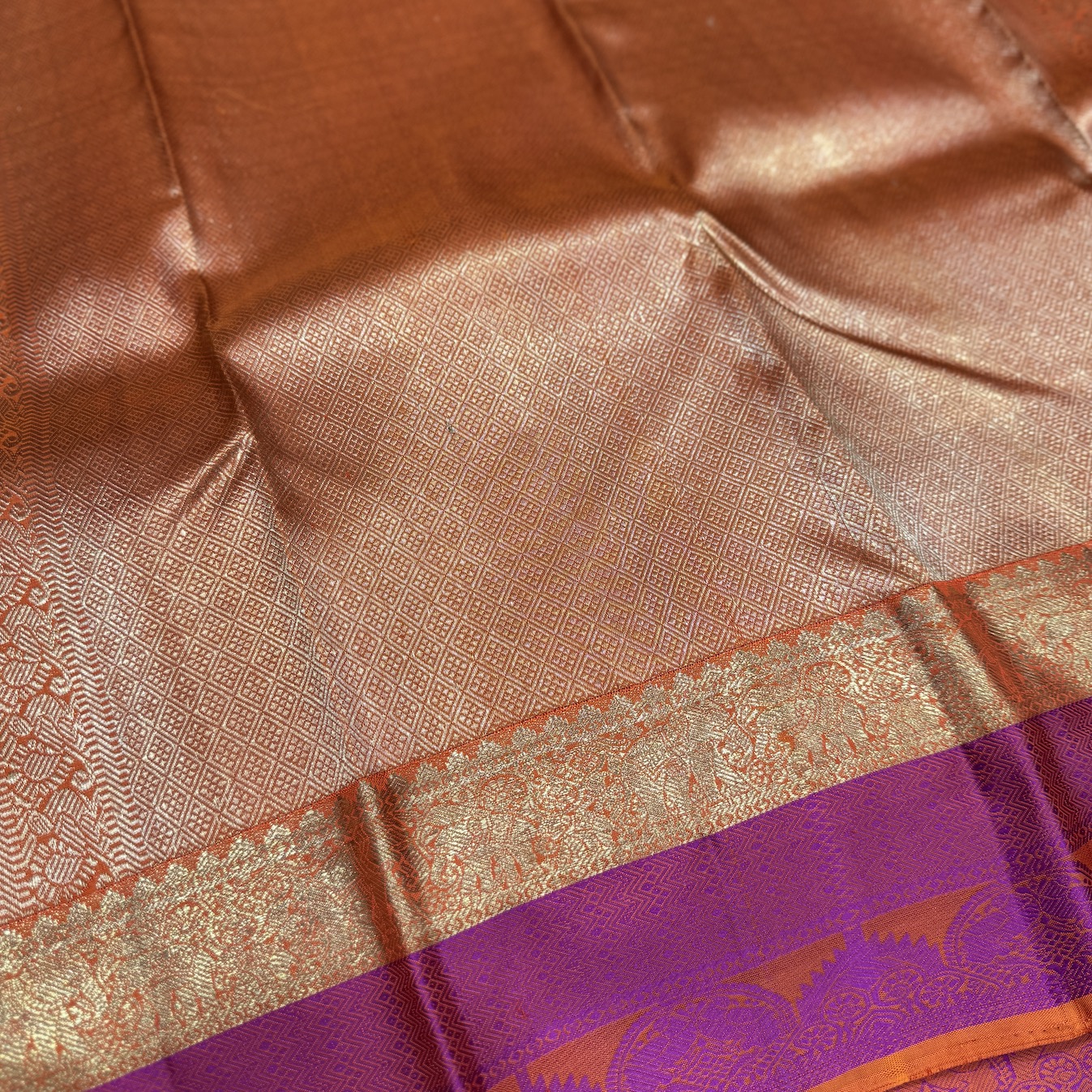 Sahara Orange Kanchipuram Silk Saree