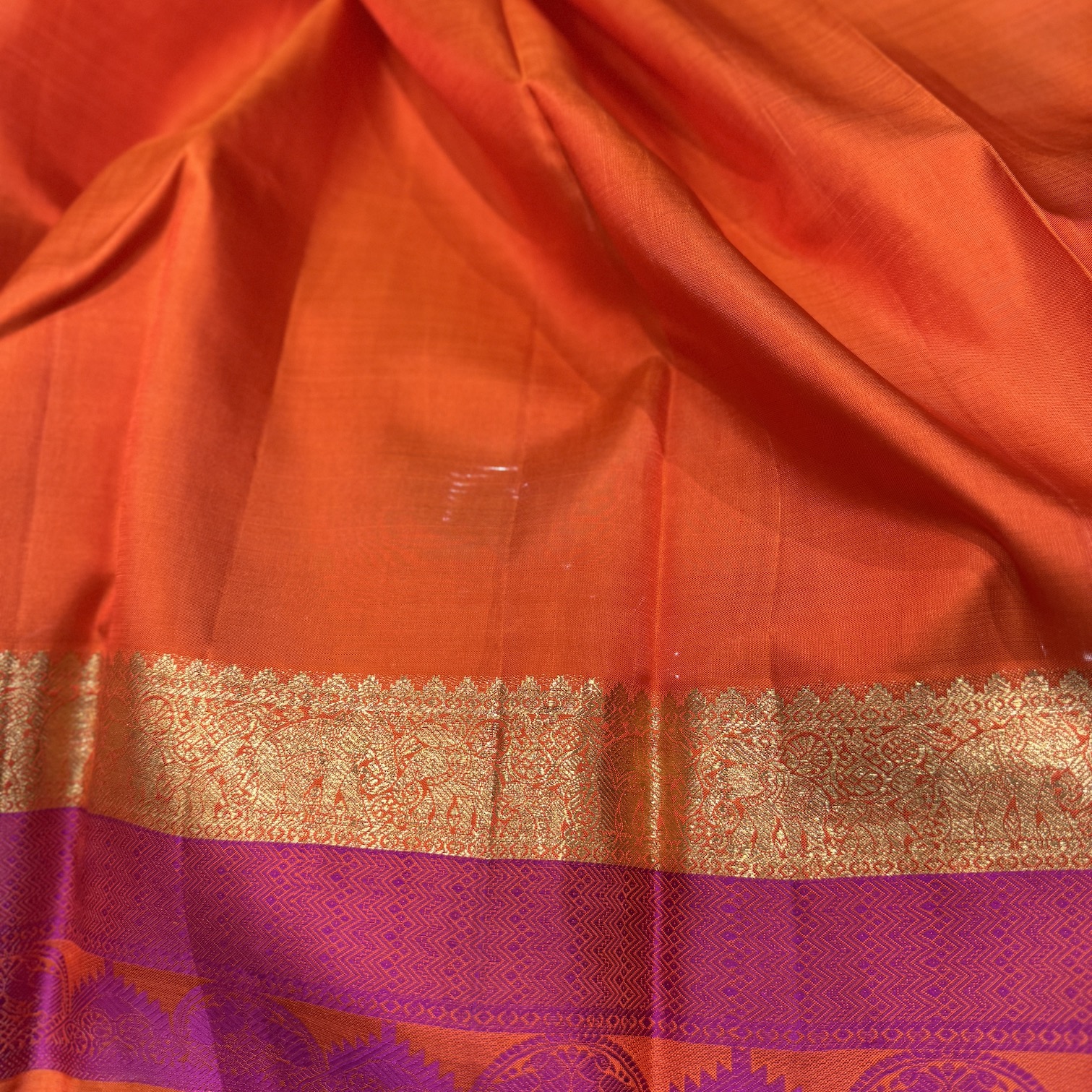 Sahara Orange Kanchipuram Silk Saree
