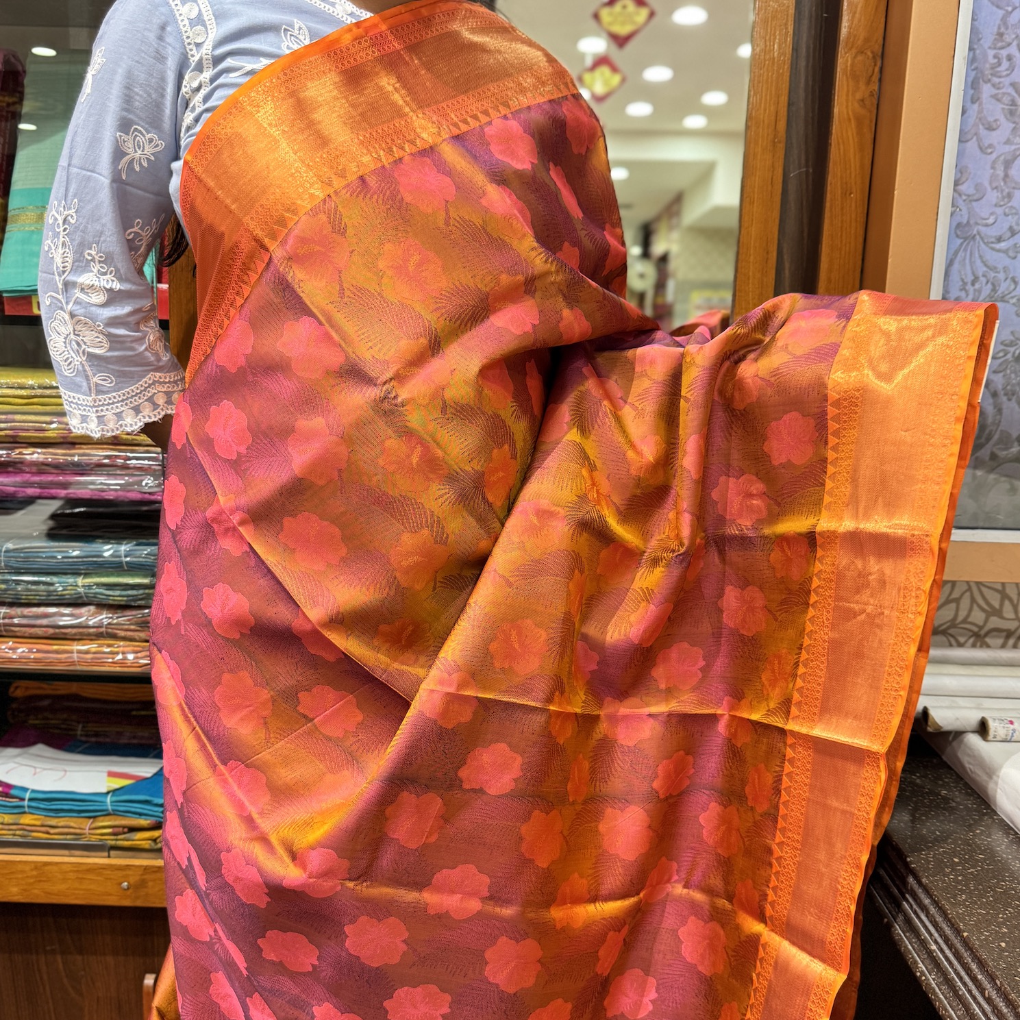 Salsa Orange Silk Saree