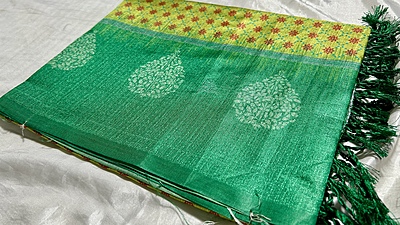 Pasmina Raw Digital Silk Saree - Green Yellow & Green Pasmina Raw Digital Silk Saree - Green Yellow & Green