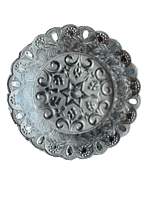 Silver plated plastic decorative plates small  with flower design (Pack of 8pcs)