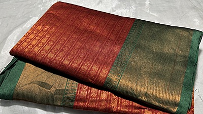 Soniya Fancy Silk Saree - Brick Red